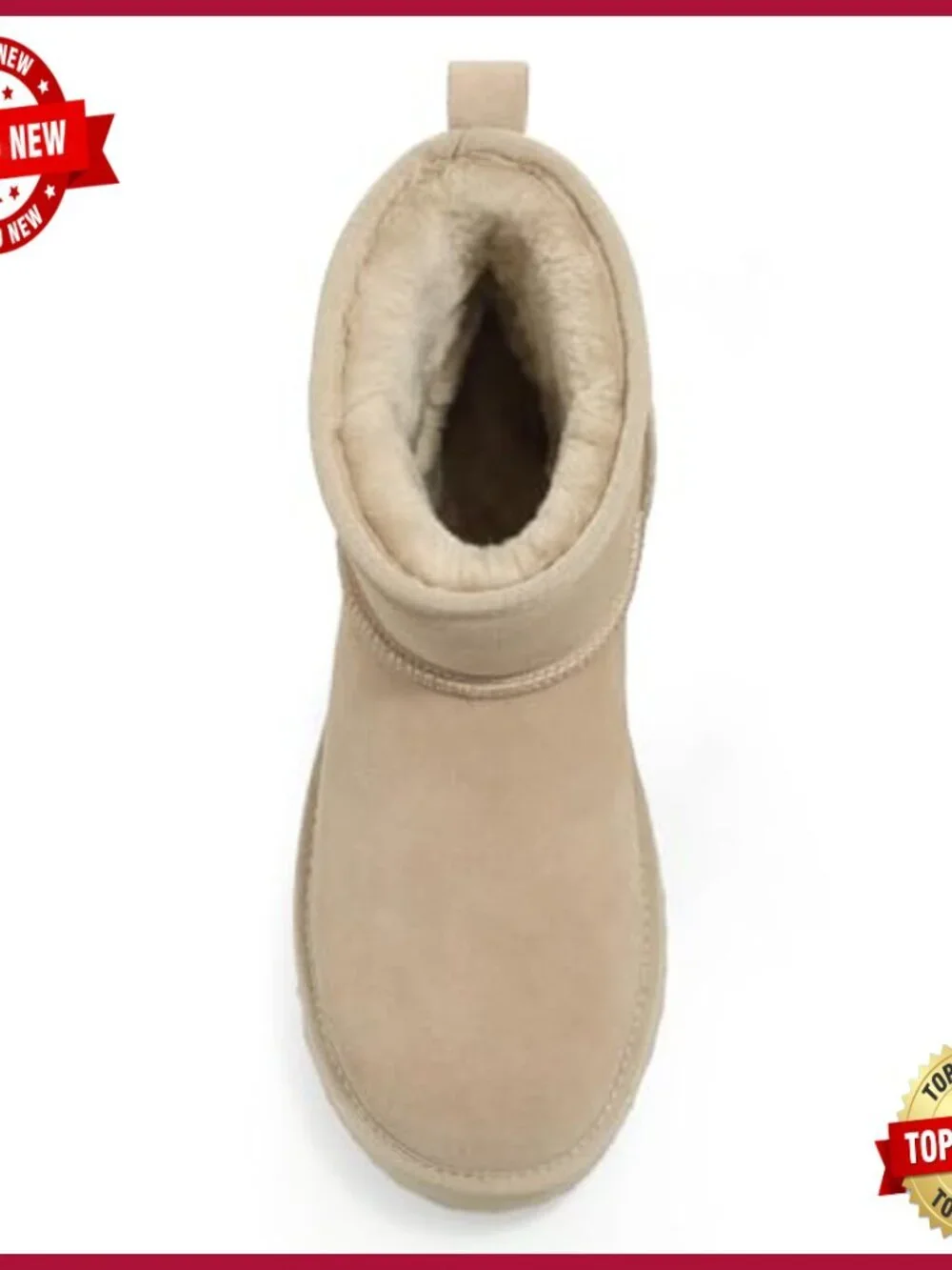 Genuine Suede Mini Snow Boots Winter Warm Fuzzy Fur Lined